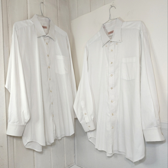 CULWELL & SON set Of 2 White Button Down Long Sleeve Shirts Size (18) - Picture 1 of 16